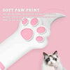 A white soft paw print tool is shown next to a cat.