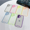 A collection of luminous neon clear phone cases for iPhone protection displayed on a white surface.