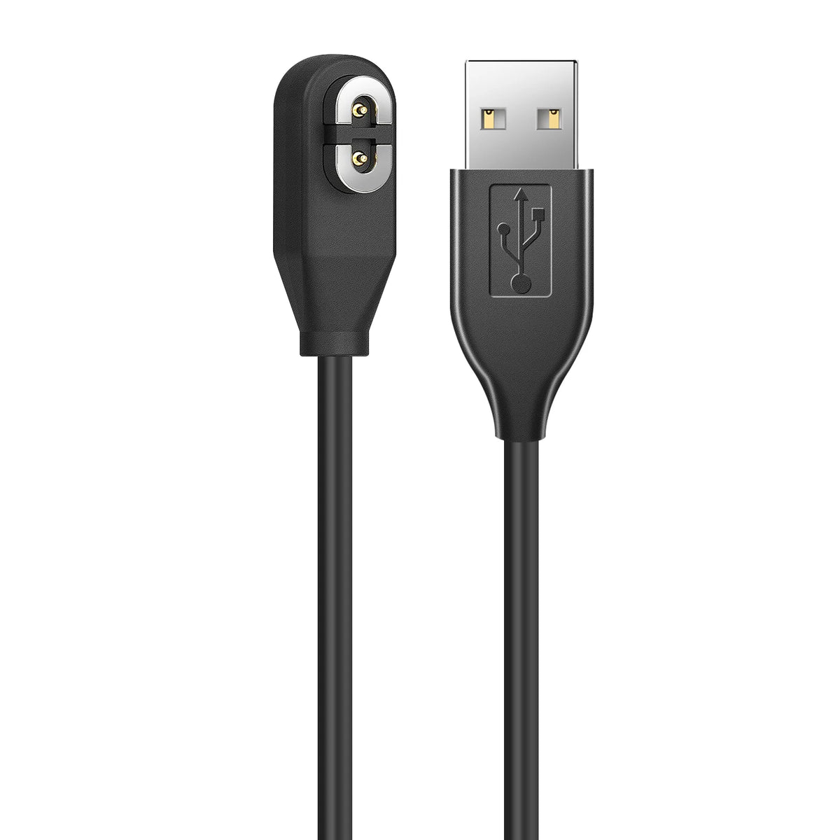 A black fast charging cable with a bone conduction headphone connector.