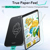A black tempered glass screen protector is shown being applied to an iPad screen.