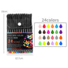 A set of 24 fine line marker pens with 0.4mm tips in various colors, shown next to a color palette.