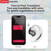 Lenovo Erazer earbuds and a smartphone demonstrating face-to-face translation for global negotiations or travel