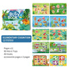 A box of a Busy Book educational activity book for toddlers featuring various animal and food themed pages.