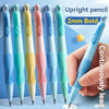 Un juego de lápices gruesos de 2mm en varios colores, incluyendo azul claro, verde menta, amarillo y rosa, sostenidos por una