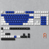 A close-up view of a full 168-key PBT double shot mechanical keyboard with cherry profile keycaps and various switches.