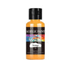 Eine Flasche orangefarbener Acrylfarbe für DIY-Projekte mit Stoff und Leder.