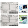 مجموعة من مقاييس تفسير تخطيط القلب الكهربائي (ECG) بخطوات سبع تظهر موجات وفواصل قلبية مختلفة.