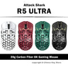 Attack Shark R5 Ultra carbon fiber gaming mouse in silver, red, green, and black colors