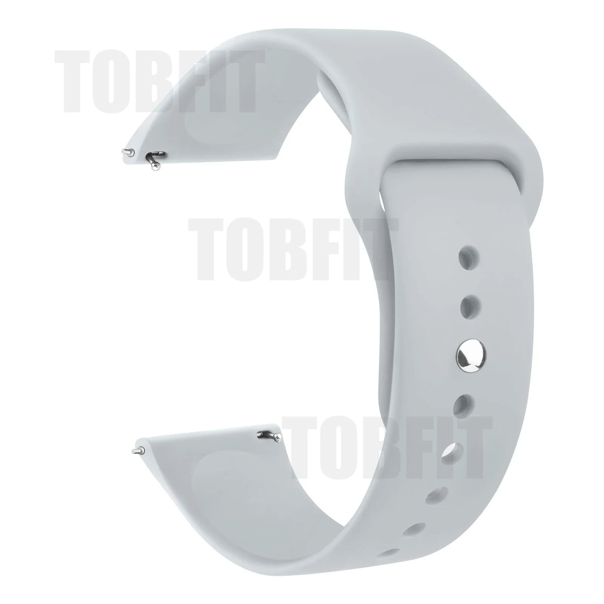 Weiße Silikon-Schnellverschluss-Armband für eine Smartwatch, von der Seite gezeigt.