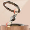 A close-up of a double axis triple fold stand demonstrating angle and height adjustment features.