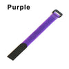 Purple reusable hook and loop cable ties with black grip and buckle.