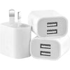 White dual port wall charger with two USB Type-A connectors