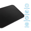 Black portable gaming mouse pad featuring a durable edge, natural rubber, sensitive working surface, and thick texture.