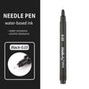 A black needle pen with water-based ink labeled Black-0.03 and a close-up view of the pen tip.