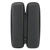 A black compact EVA hard shell pencil case with a zipper and mesh pockets.