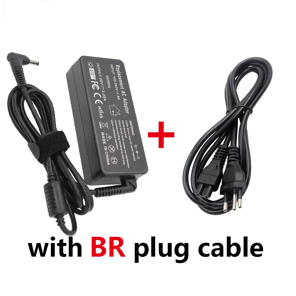 Black AC adapter with BR plug cable for universal laptop power.