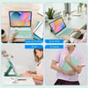 Eine Sammlung von Bildern einer farbenfrohen magnetischen Leder-Tastaturhülle für Apple iPads beim Surfen im Internet