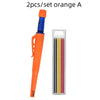A set of two orange mechanical carpenter pencils with built-in sharpeners.
