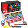 Box of 168 acrylic brush markers in various colors and a set of marker brushes