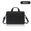 Black nylon laptop tote bag with carrying handles shown from the front.