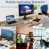 Múltiples escenarios de aplicación mostrando un divisor Gigabit Ethernet de alta velocidad usado con laptops, monitores y cám