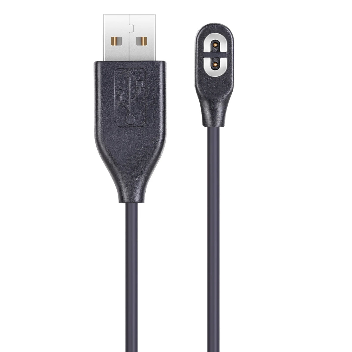 A black fast charging cable with a USB-C connector and an earphone plug.
