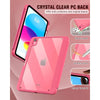 A pink crystal clear PC back case for an iPad, showing protection and original beauty features.