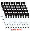 A set of 50 black dry erase markers with magnetic erasers arranged in rows.
