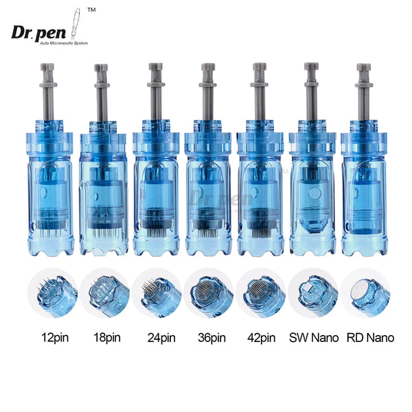 Colección de cartuchos de microneedling Dr. Pen en varios conteos de agujas (12, 18, 24, 36, 42 pin, SW Nano)