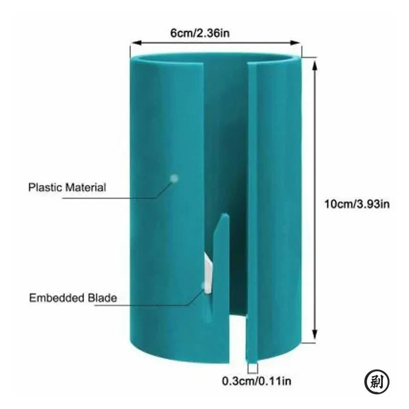 A teal portable mini paper cutting machine with a 6cm length and embedded blade.
