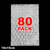 A sheet of 80 pack transparent bubble wrap padded shipping bags.