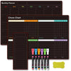A set of magnetic refrigerator planning calendars featuring a monthly planner and a chore chart.