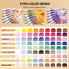 A grid display of 9 Pro Color Series acrylic brush markers in various hues including red yellow, sweet pink, purple, blue, gr