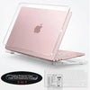 A pink laptop protector case and keyboard cover for a MacBook Pro shown with a separate keyboard.