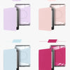 Three versions of a magnetic detachable protective case for a Kindle in purple, pink, and light blue.