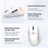 Weiße Mehr-Modus-Wireless-Gaming-Maus mit optimierter Seitenneigung und Tasten-Gehäuse-Design.