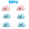 A set of six multi-color rabbit cloud utility knives in pink and light blue.