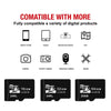 A lineup of Miomc XC class SD memory cards with various capacities and labels for smartphones, tablets, and cameras.