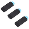 Ein Set schwarze Webcam-Privacy-Cover mit hellblauen Akzenten.