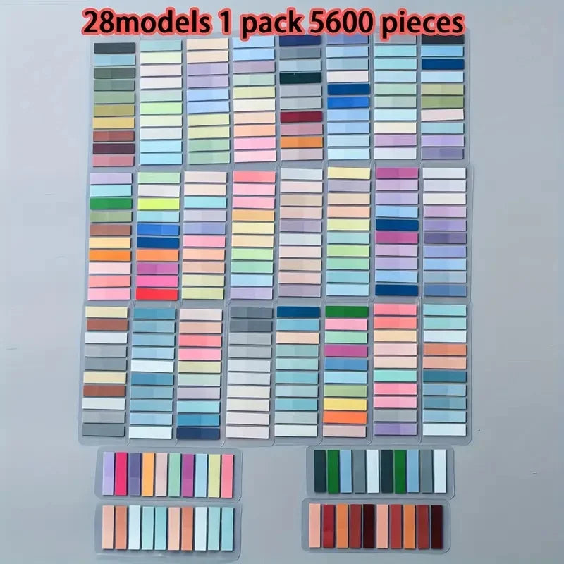 A large pack of 5600 colorful fluorescent transparent tabs for office and study organization.