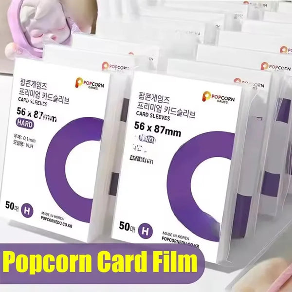 Pack of purple transparent protective card sleeves for cards