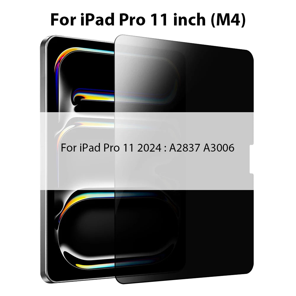 Anti-peeping tempered glass screen protector for iPad Pro 11 inch (M4) and iPad Pro 11 2024