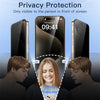 A close-up view of a phone screen protector film demonstrating privacy protection from different angles.