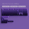 A purple RGB backlit gradient keycap set for mechanical keyboards featuring double shot, side printed, and shine through opti