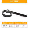Black reusable ring sizer measuring tool with a scale marked 1-17 and a patent number