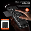 A hand demonstrates a slide cover privacy protection for a smartphone camera lens.