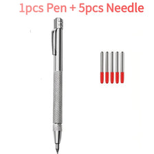 Un set comprenant un stylo et cinq aiguilles pour gravure à pointe de carbure de précision.