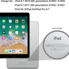 A close-up view of an iPad model and various iPad generations listed for screen protector compatibility.