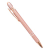 A rose gold retractable stylus and ballpoint pen shown diagonally against a white background.