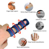 Adjustable blue finger splint used for trigger finger support, straightening broken fingers, arthritis pain relief, surgical 